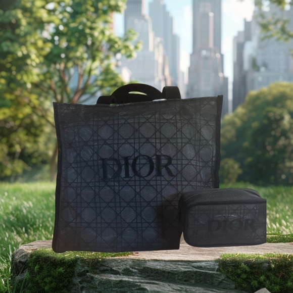 Dior Black Tote Bag & Makeup Pouch - Picture 1 of 8